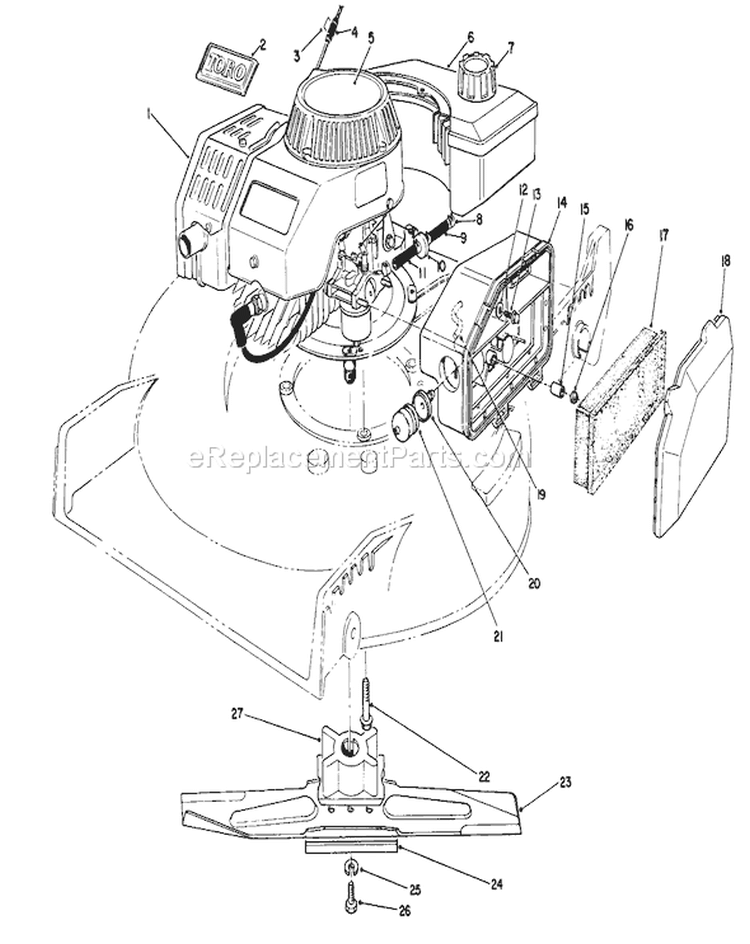Page G Diagram and Parts List for 20329 2000001-2999999 - 1992 Toro Lawn Mower