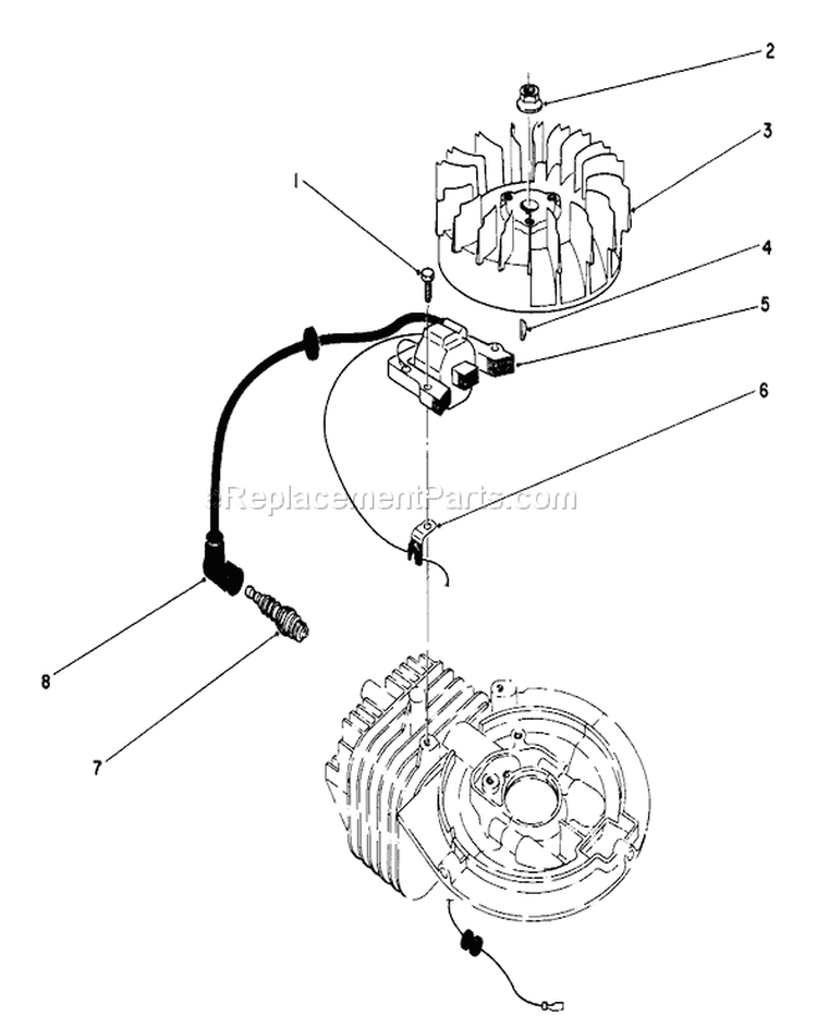 Flywheel and Magneto Assembly Diagram and Parts List for 20329 2000001-2999999 - 1992 Toro Lawn Mower