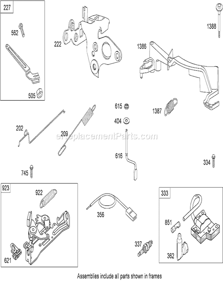 Governor, Controls and Ignition Assembly Diagram and Parts List for 20331C 290000001-290999999 - 2009 Toro Lawn Mower