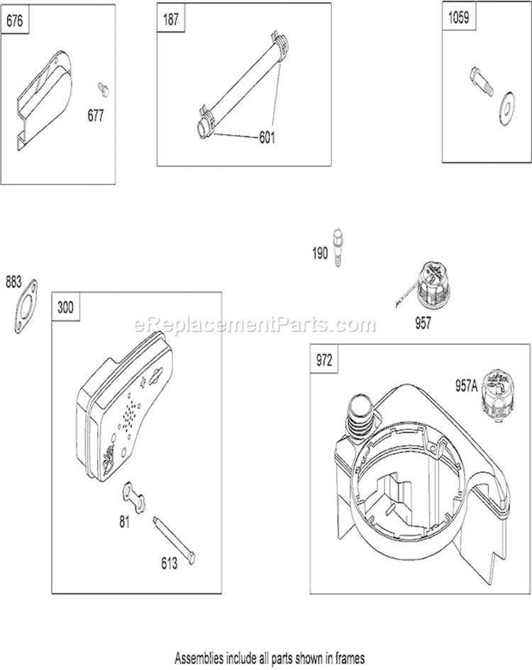 Muffler and Fuel Tank Assembly Diagram and Parts List for 20331 290000001-290999999 - 2009 Toro Lawn Mower