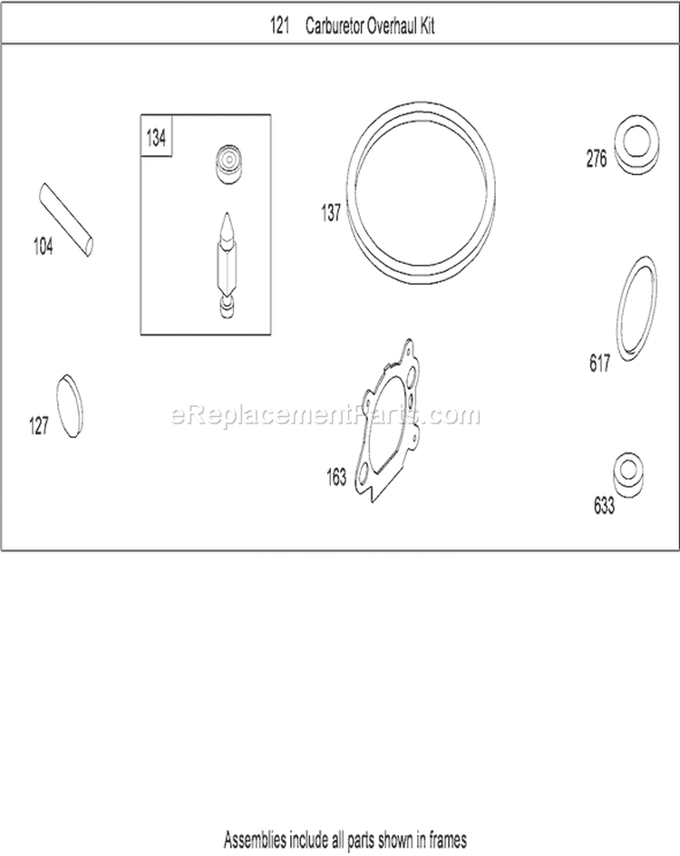 Carburetor Overhaul Kit Diagram and Parts List for 20331C 290000001-290999999 - 2009 Toro Lawn Mower