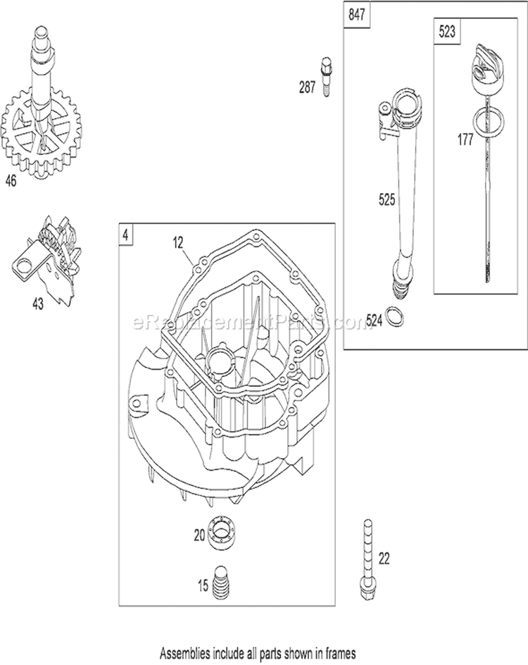Crankcase Cover/Sump Assembly Diagram and Parts List for 20331C 290000001-290999999 - 2009 Toro Lawn Mower