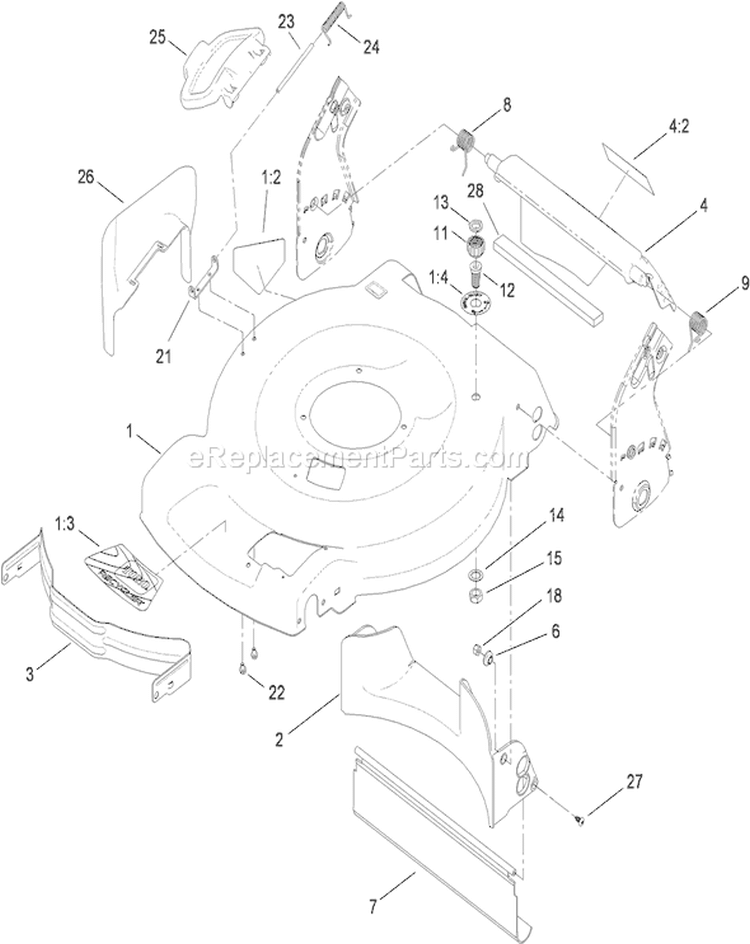 Housing and Rear Door Assembly Diagram and Parts List for 20330C 310000001-310999999 - 2010 Toro Lawn Mower