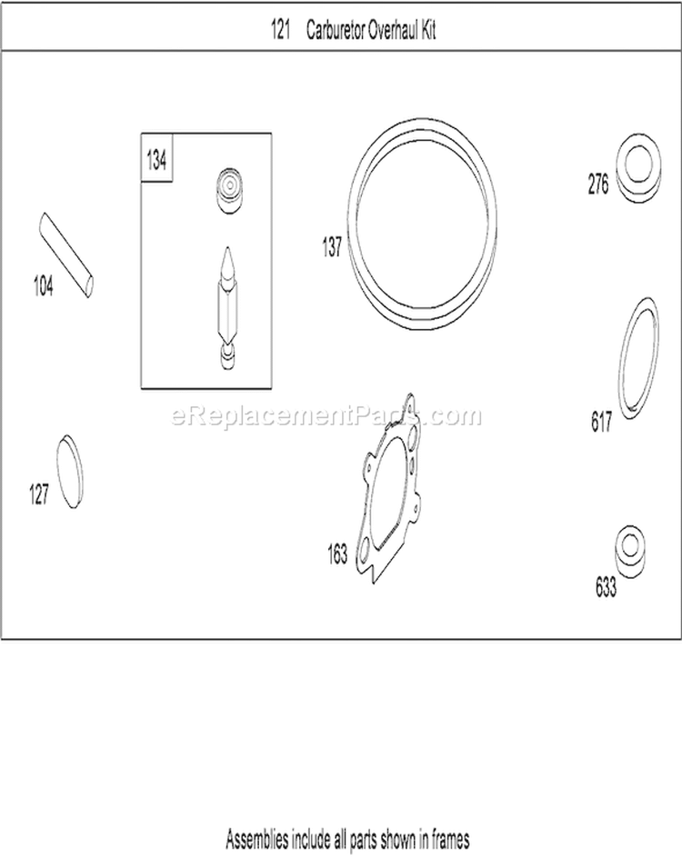 Carburetor Overhaul Kit Diagram and Parts List for 20331 290000001-290999999 - 2009 Toro Lawn Mower
