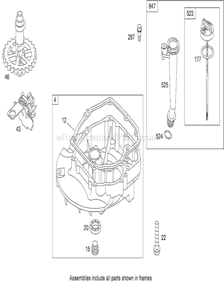 Crankcase Cover/Sump Assembly Diagram and Parts List for 20331 290000001-290999999 - 2009 Toro Lawn Mower