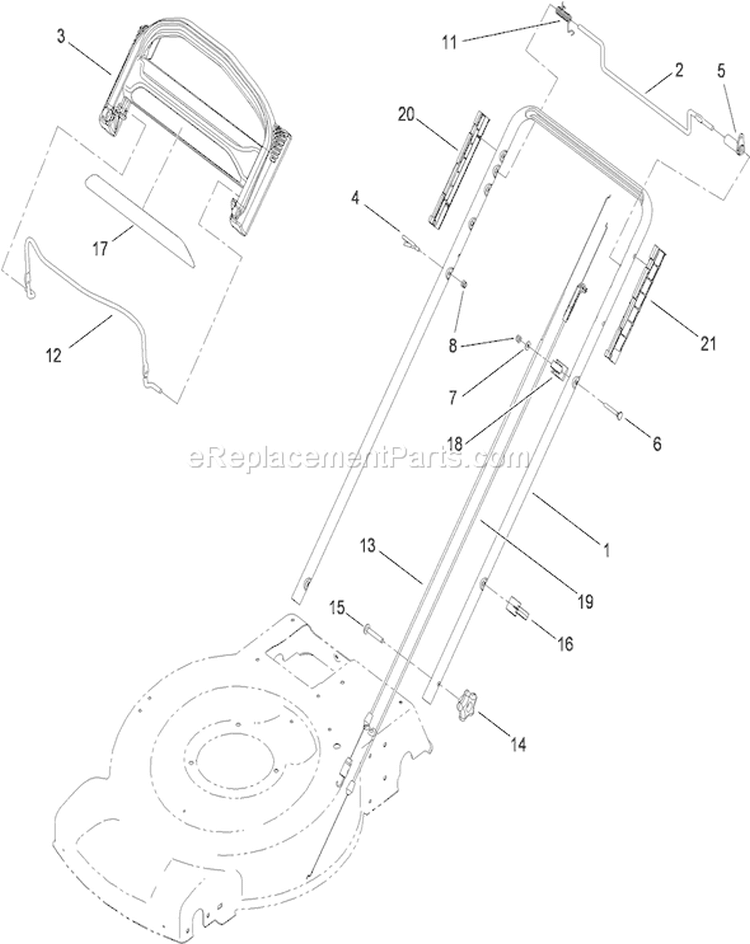 Handle Assembly Diagram and Parts List for 20332C 310000001-310999999 - 2010 Toro Lawn Mower