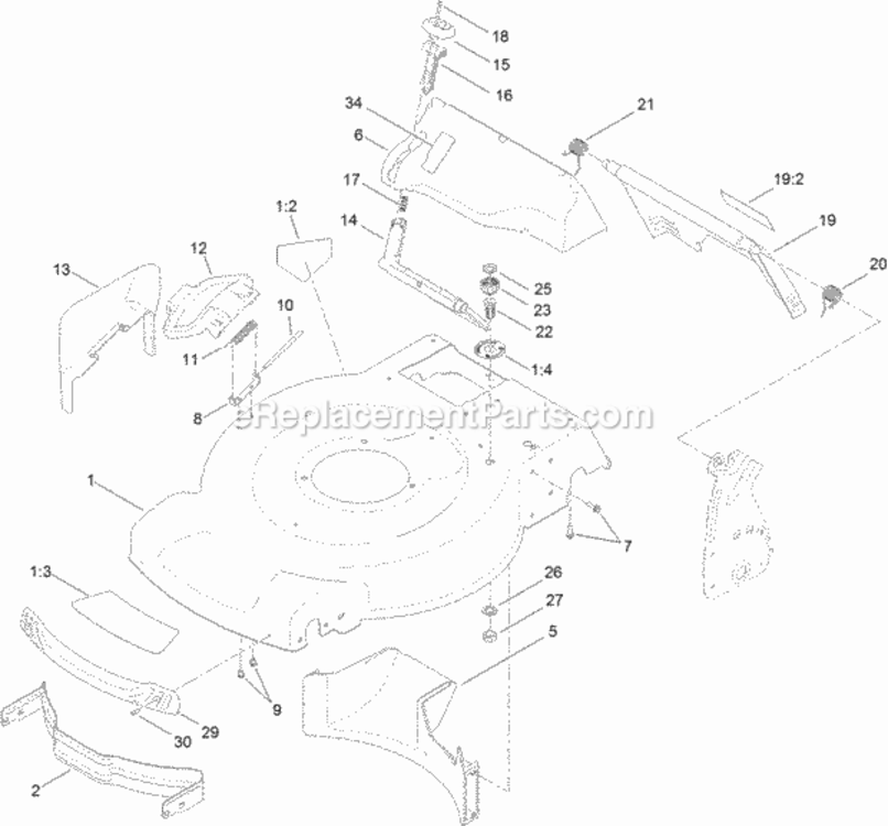 Deck_Side_Chute_And_Rear_Door_Assembly Diagram and Parts List for 20332C 313000001 - 313999999 Toro Lawn Mower