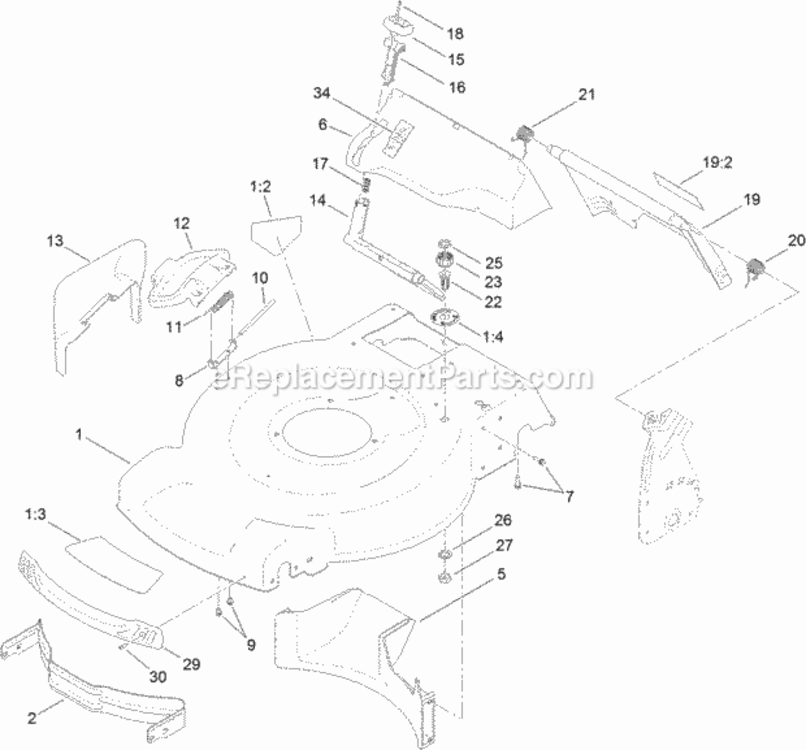 Deck_Side_Chute_And_Rear_Door_Assembly Diagram and Parts List for 20332 313000001 - 313999999 Toro Lawn Mower