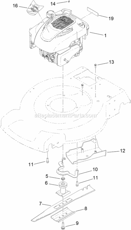 Engine_And_Blade_Assembly Diagram and Parts List for 20332 313000001 - 313999999 Toro Lawn Mower