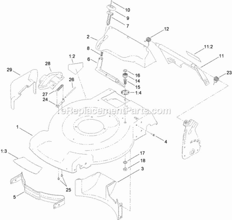 Deck_Side_Chute_And_Rear_Door_Assembly Diagram and Parts List for 20333C 311000001 - 311999999 Toro Lawn Mower
