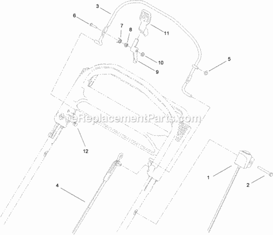 Handle_Component_Assembly Diagram and Parts List for 20333C 311000001 - 311999999 Toro Lawn Mower