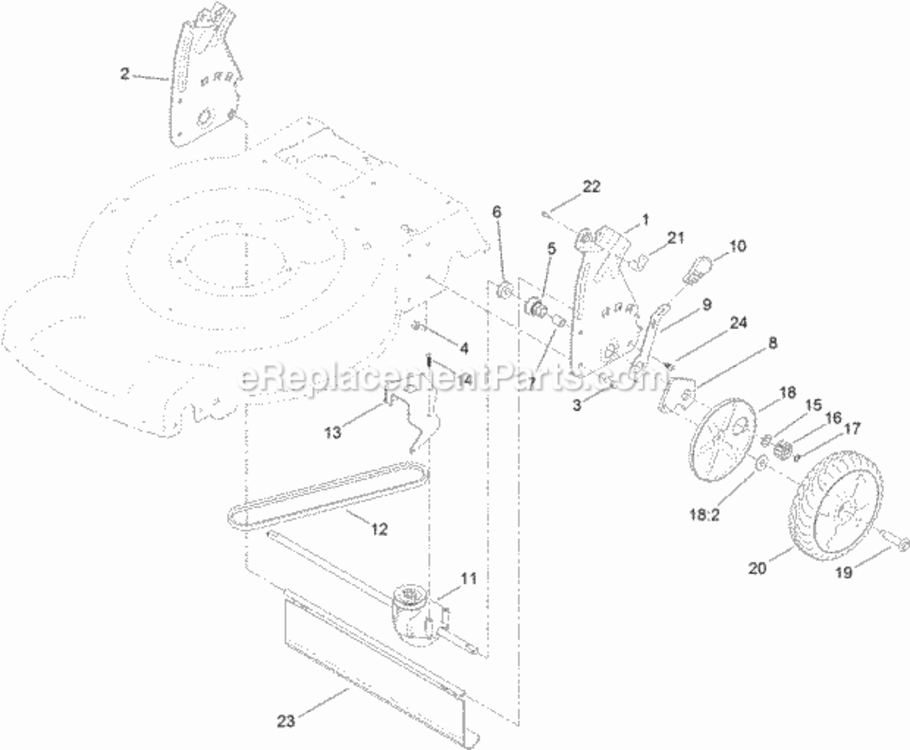 Transmission_And_Rear_Wheel_Drive_Assembly Diagram and Parts List for 20333C 312000001 - 312999999 Toro Lawn Mower
