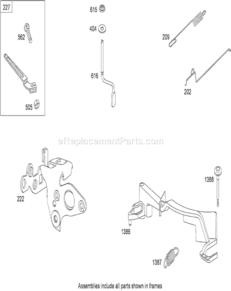 Governor and Controls Assembly Diagram and Parts List for 20333 290000001-290999999 - 2009 Toro Lawn Mower