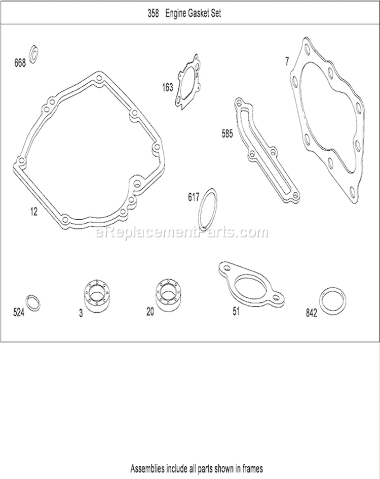 Engine Gasket Set Diagram and Parts List for 20113 290000001-290999999 - 2009 Toro Lawn Mower