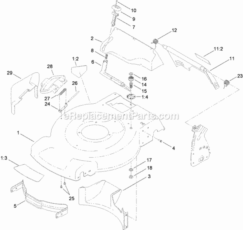 Deck_Side_Chute_And_Rear_Door_Assembly Diagram and Parts List for 20334C 311000001 - 311999999 Toro Lawn Mower