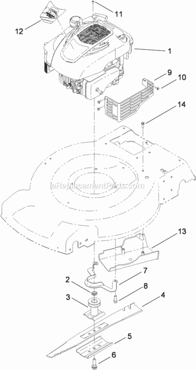 Engine_And_Blade_Assembly Diagram and Parts List for 20334C 311000001 - 311999999 Toro Lawn Mower