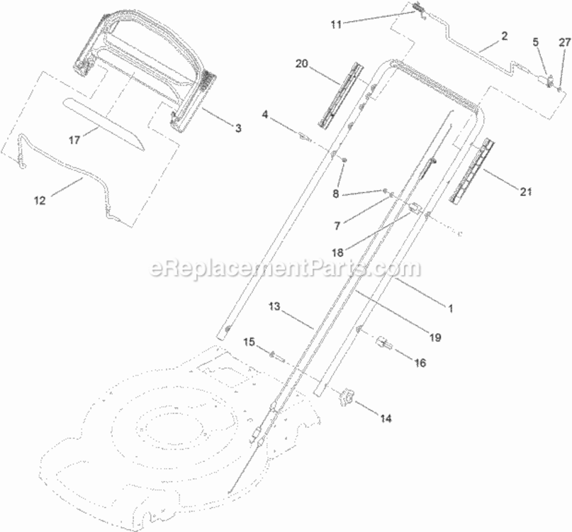 Handle_Assembly Diagram and Parts List for 20334C 311000001 - 311999999 Toro Lawn Mower