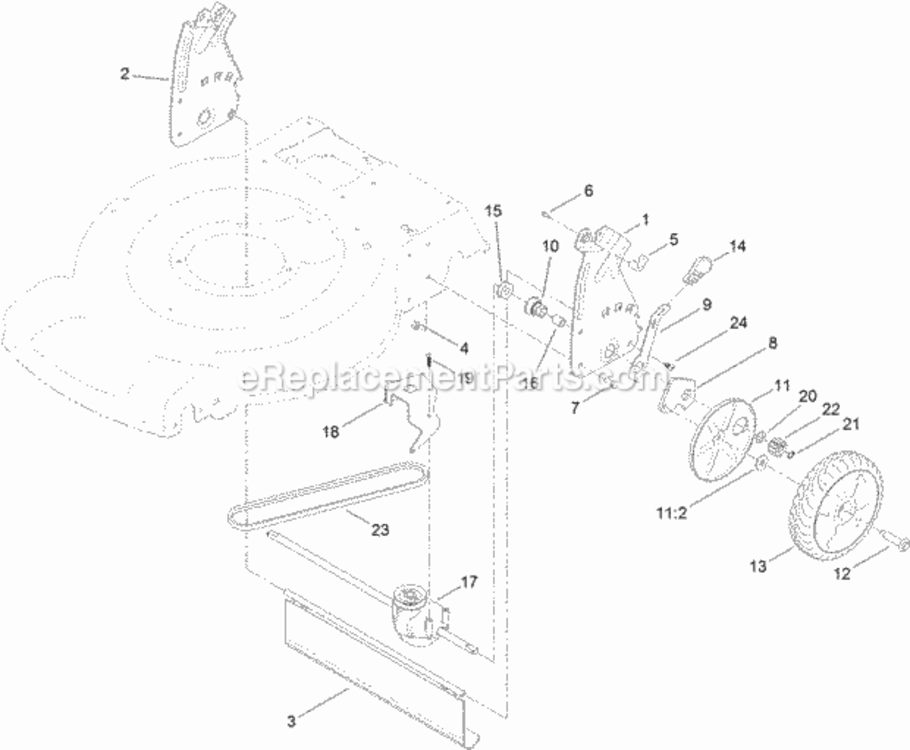 Transmission_And_Rear_Wheel_Drive_Assembly Diagram and Parts List for 20334C 311000001 - 311999999 Toro Lawn Mower