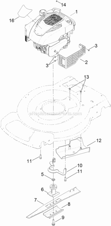 Engine_And_Blade_Assembly Diagram and Parts List for 20334C 313000001 - 313999999 Toro Lawn Mower