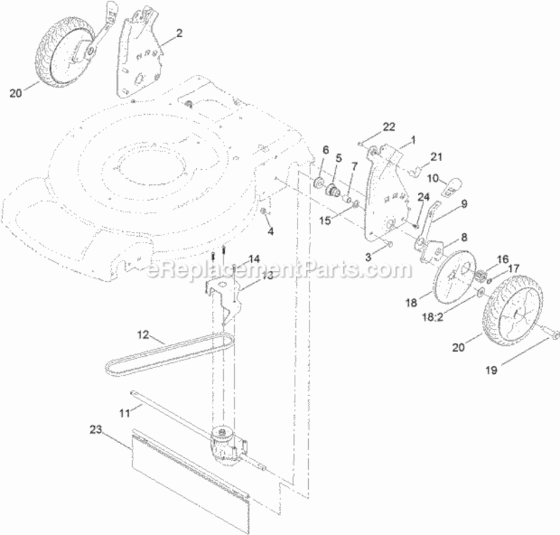 Transmission_And_Rear_Wheel_Drive_Assembly Diagram and Parts List for 20334C 313000001 - 313999999 Toro Lawn Mower