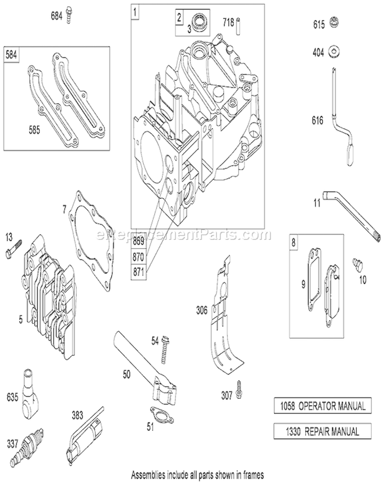 Cylinder Assembly Diagram and Parts List for 20067 280000001-280999999 - 2008 Toro Lawn Mower