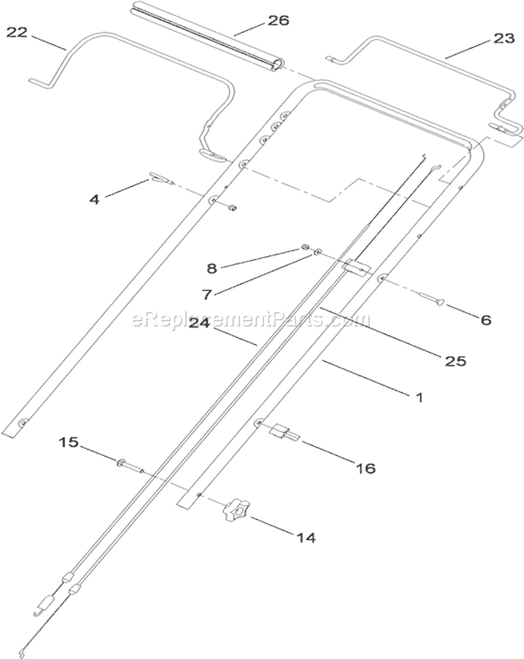 Handle Assembly Diagram and Parts List for 20338 310000001-310999999 - 2010 Toro Lawn Mower