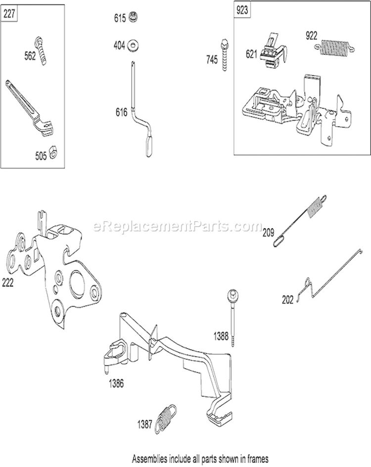 Governor and Controls Assembly Diagram and Parts List for 20350 290000001-290999999 - 2009 Toro Lawn Mower