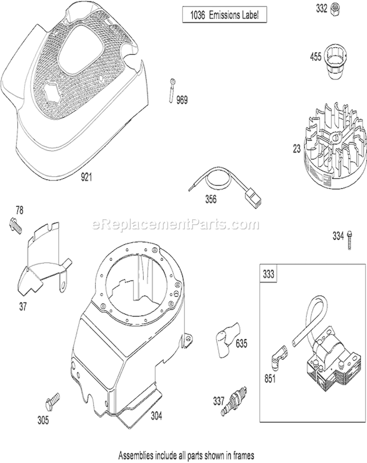 Blower Housing, Flywheel and Ignition Diagram and Parts List for 20350 290000001-290999999 - 2009 Toro Lawn Mower
