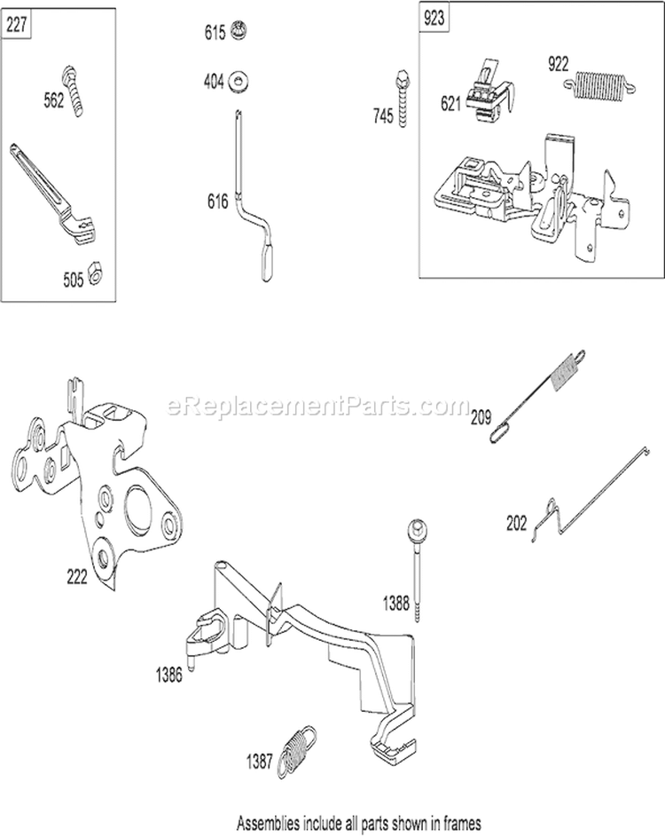 Governor and Controls Assembly Diagram and Parts List for 20352 290000001-290999999 - 2009 Toro Lawn Mower