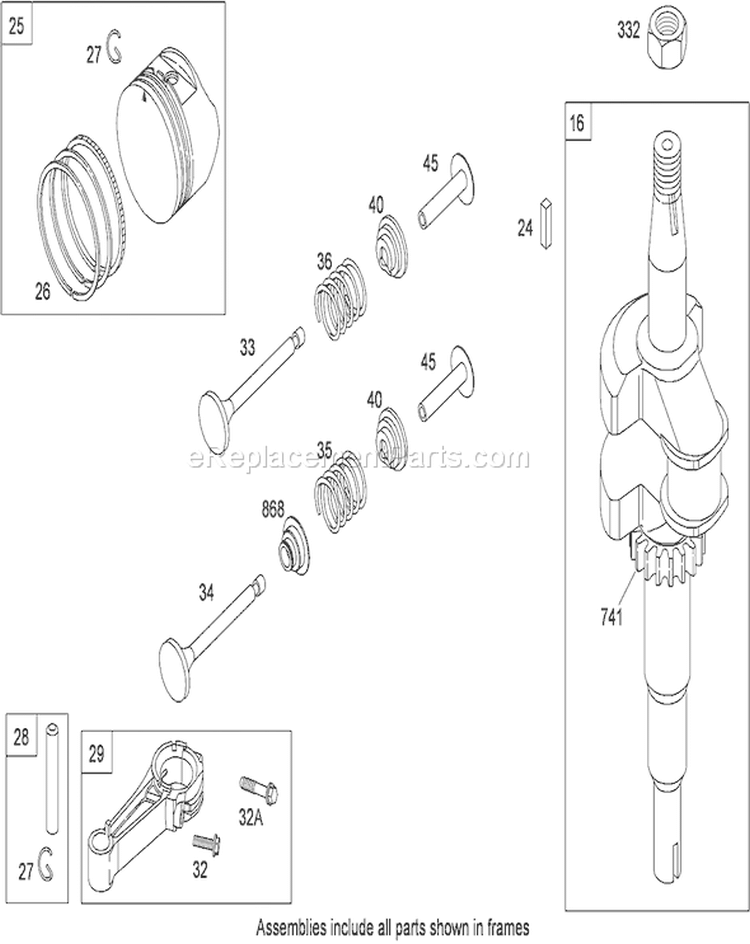 Crankshaft, Piston, Ring and Connecting Rod Diagram and Parts List for 20350 290000001-290999999 - 2009 Toro Lawn Mower