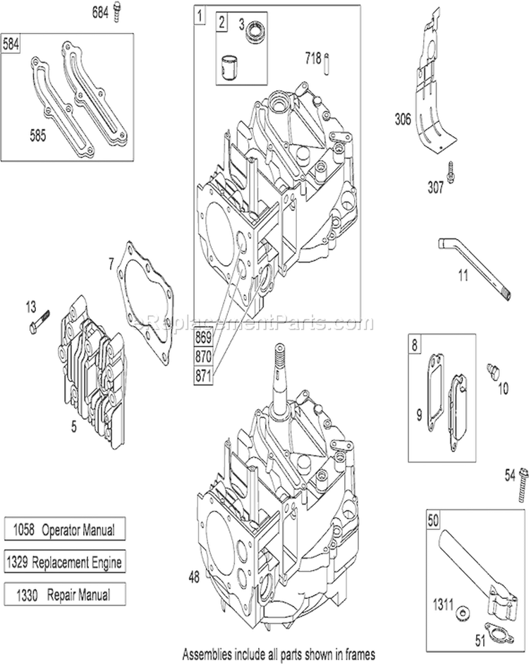 Cylinder and Cylinder Head Assembly Diagram and Parts List for 20350 290000001-290999999 - 2009 Toro Lawn Mower