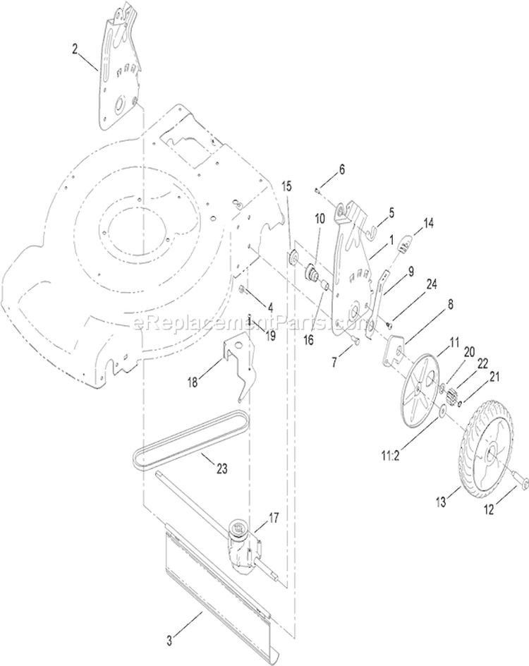 Transmission, Rear Wheel and Height-of-Cut Assembly Diagram and Parts List for 20334C 310000001-310999999 - 2010 Toro Lawn Mower