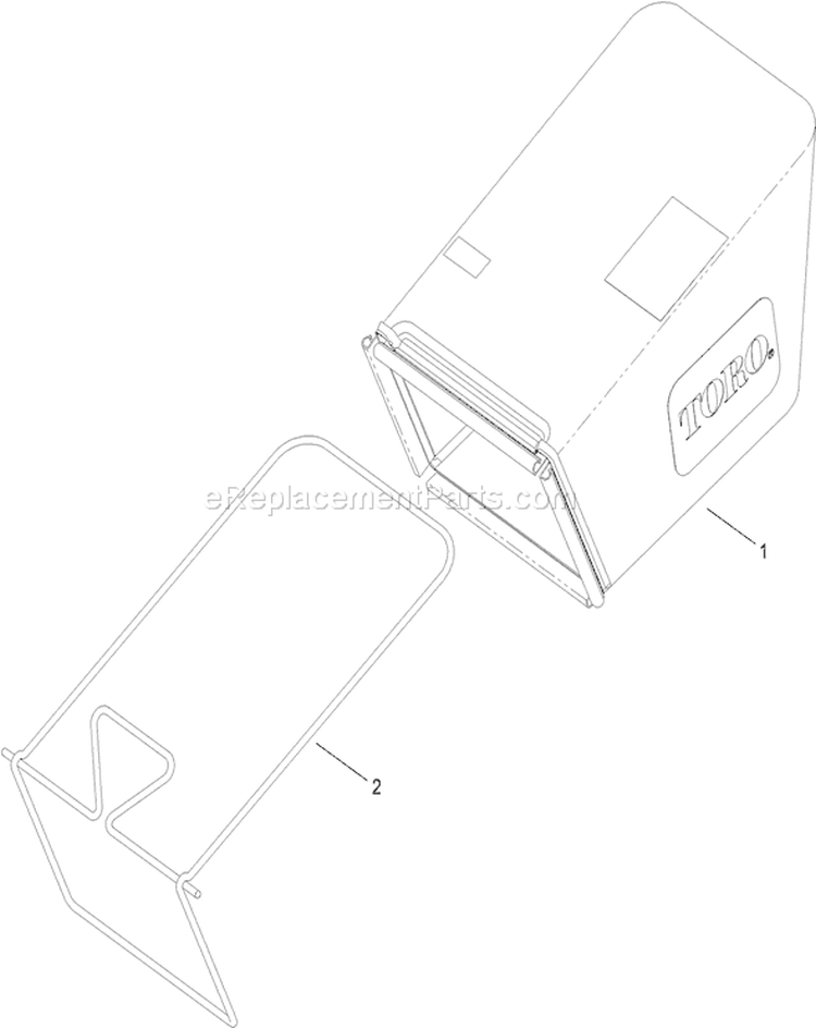 Frame and Bag Assembly Diagram and Parts List for 20360 310000001-310999999 - 2010 Toro Lawn Mower