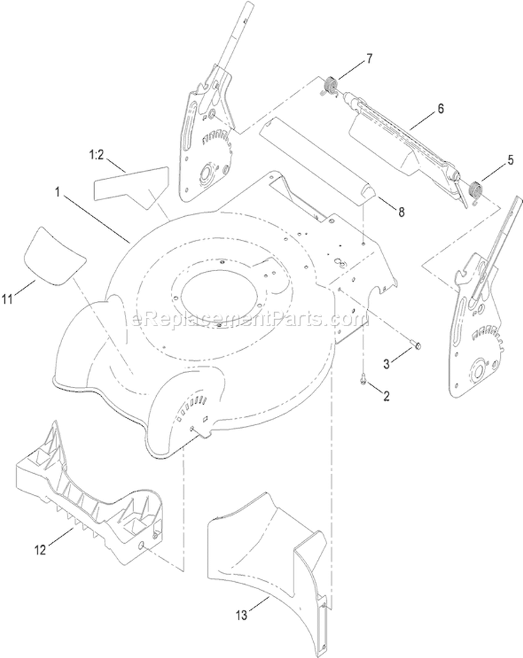 Housing, Baffle and Rear Door Assembly Diagram and Parts List for 20360 310000001-310999999 - 2010 Toro Lawn Mower