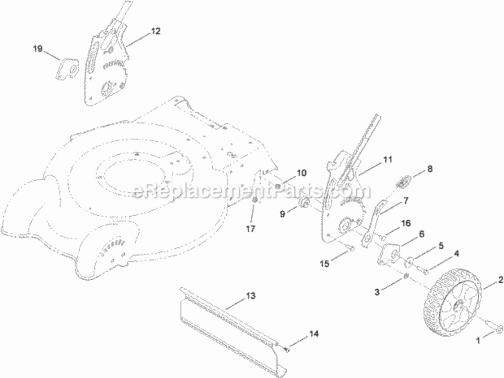 Rear_Axle_And_Height-Of-Cut_Assembly Diagram and Parts List for 20360 311000001 - 311999999 Toro Lawn Mower