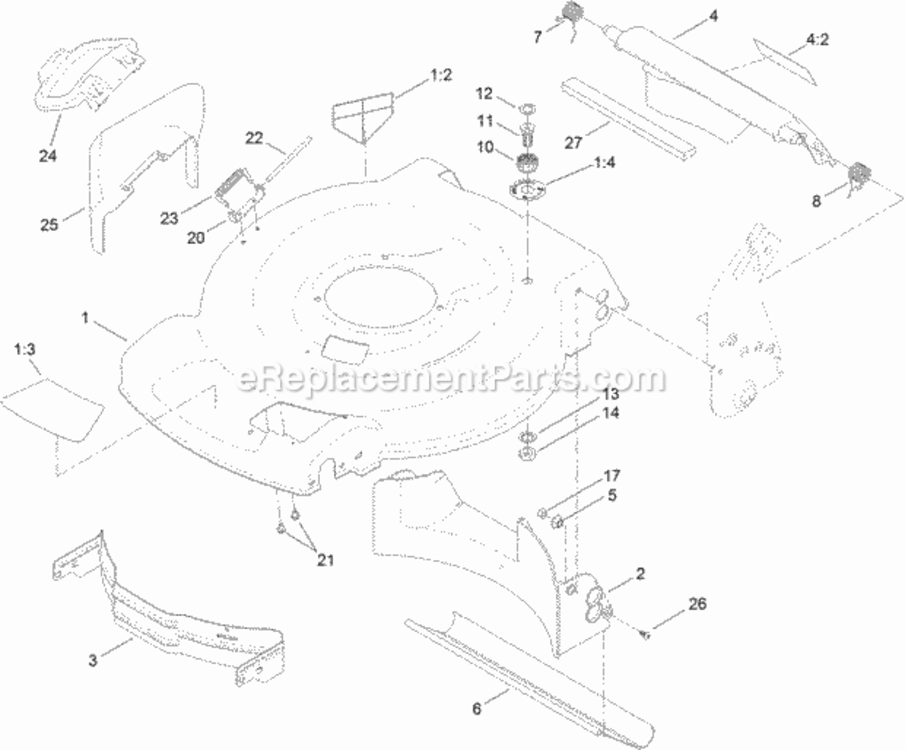Housing_And_Rear_Deflector_Assembly Diagram and Parts List for 20370 314200001 - 314999999 Toro Lawn Mower