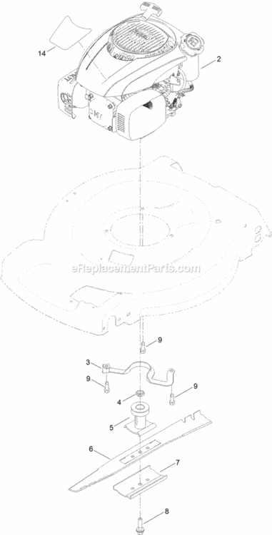 Engine_And_Blade_Assembly Diagram and Parts List for 20371 314200001 - 314999999 Toro Lawn Mower
