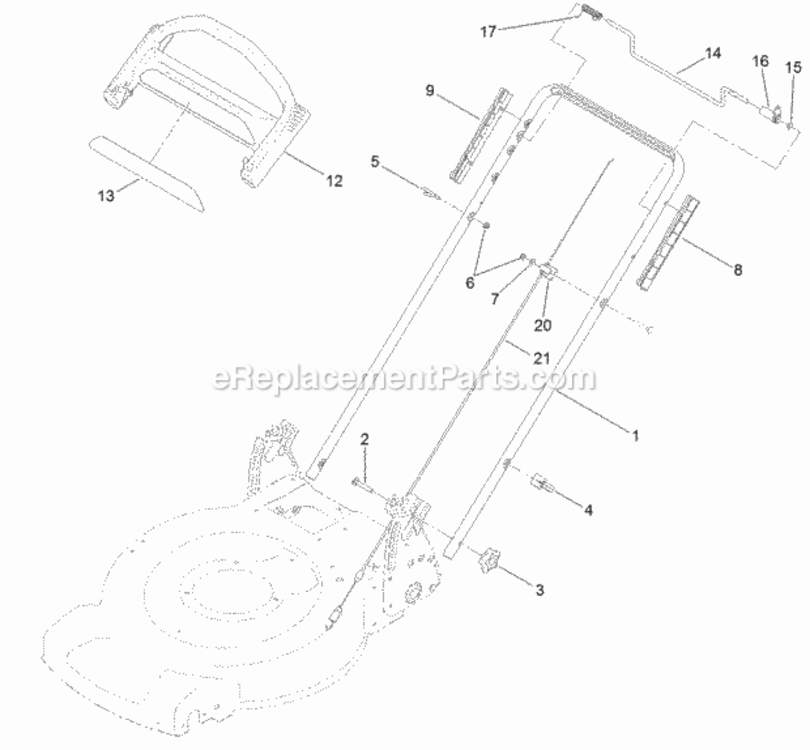Upper_Handle_Assembly Diagram and Parts List for 20373 313000001 - 313999999 Toro Lawn Mower