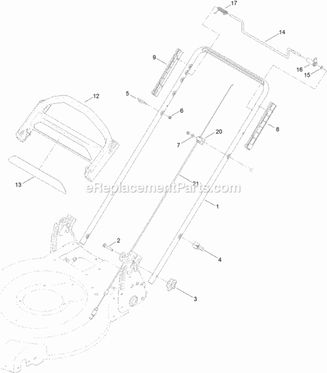 Upper_Handle_Assembly Diagram and Parts List for 20373 314000001 - 314999999 Toro Lawn Mower