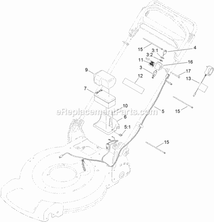 Electrical_Assembly Diagram and Parts List for 20374 312000001 - 312999999 Toro Lawn Mower