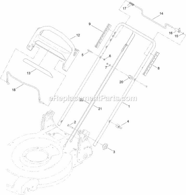 Handle_Assembly Diagram and Parts List for 20374 314000001 - 314999999 Toro Lawn Mower