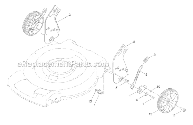 Rear Wheel And Height-Of-Cut Assembly Diagram and Parts List for 20377 2012 Toro Lawn Mower