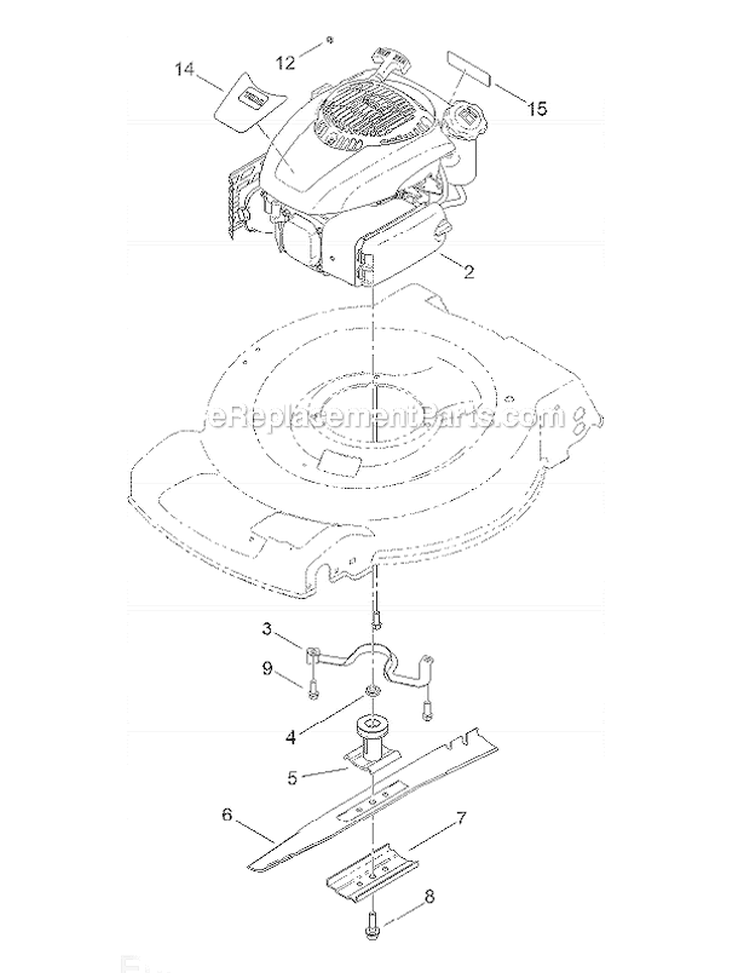 Engine And Blade Assembly Diagram and Parts List for 20377 2013 Toro Lawn Mower