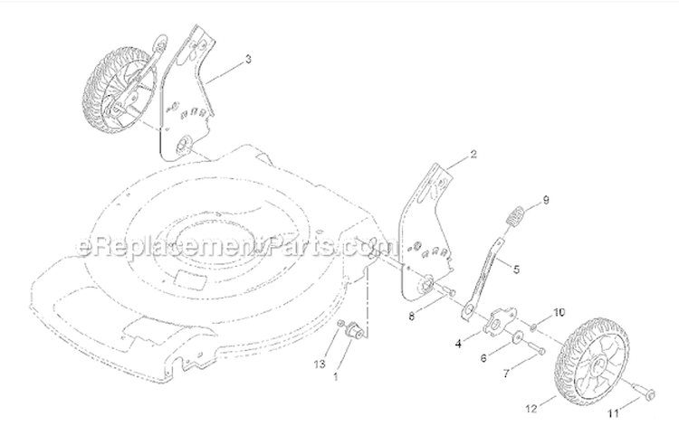 Rear Wheel And Height-Of-Cut Assembly Diagram and Parts List for 20377 2013 Toro Lawn Mower