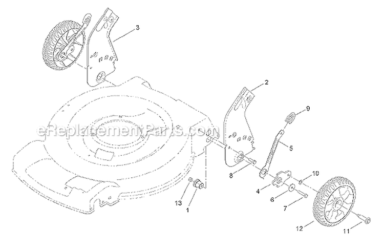 Rear Wheel And Height-Of-Cut Assembly Diagram and Parts List for 20377 2014 Toro Lawn Mower