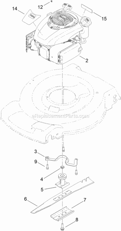 Engine_And_Blade_Assembly Diagram and Parts List for 20377 314000001 - 314200000 Toro Lawn Mower
