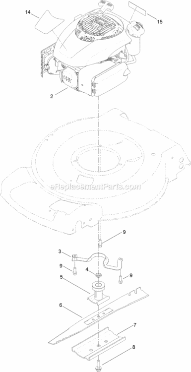 Engine_And_Blade_Assembly Diagram and Parts List for 20377 314200001 - 314999999 Toro Lawn Mower