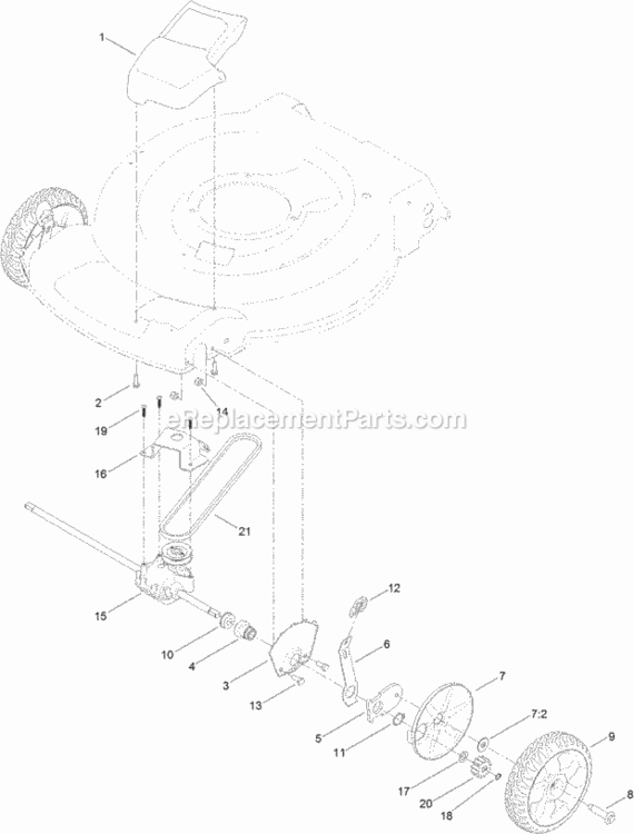Transmission_And_Front_Wheel_Drive_Assembly Diagram and Parts List for 20377 314200001 - 314999999 Toro Lawn Mower