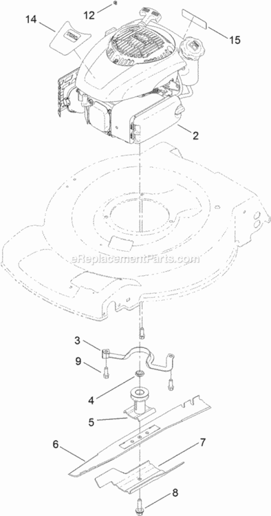 Engine_And_Blade_Assembly Diagram and Parts List for 20378 312000001 - 312999999 Toro Lawn Mower
