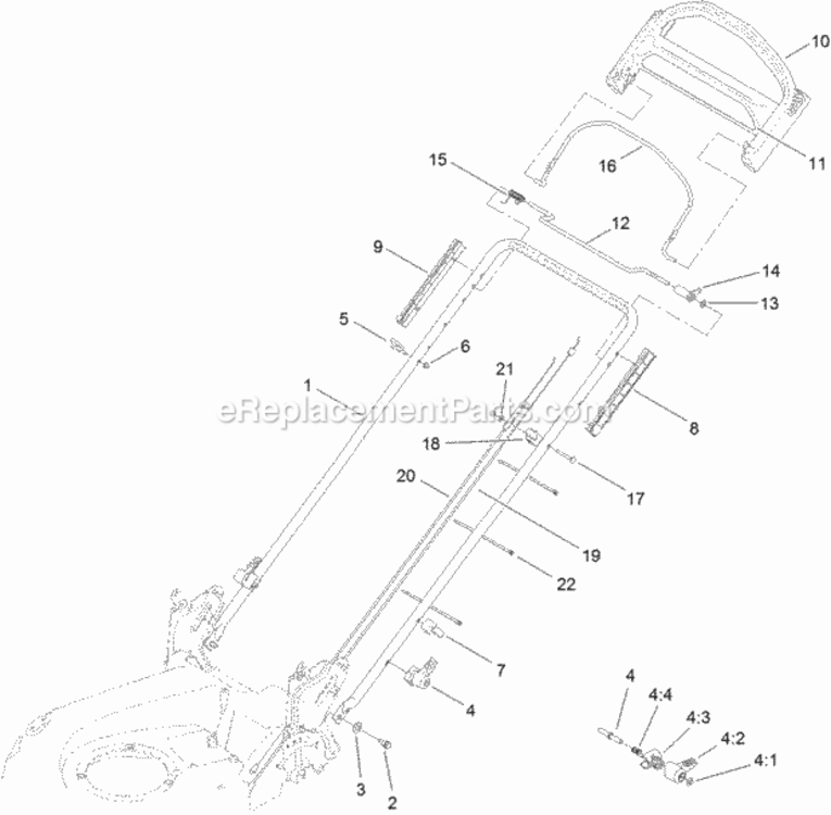 Handle_Assembly Diagram and Parts List for 20381 312000001 - 312999999 Toro Lawn Mower